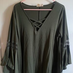 Just Found XL Olive Green Lace Sleeve Dress